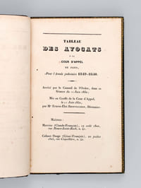 Tableau des Avocats à la Cour d'Appel de Paris [ Pour l'Année judiciaire 1849 - 1850 ]
