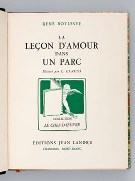 La Leçon d'Amour dans un Parc. BOYLESVE, René ; CLAUSS, L.