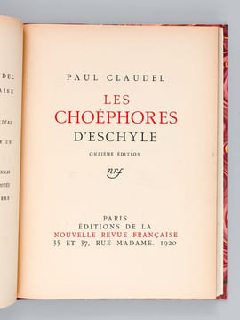 Les Choéphores d'Eschyle [ Suivi de : ] Les Euménides d'Eschyle  [ Suivi de : ] L'Ours et la Lune. Farce pour un théâtre de marionettes. ESCHYLE, ; ...