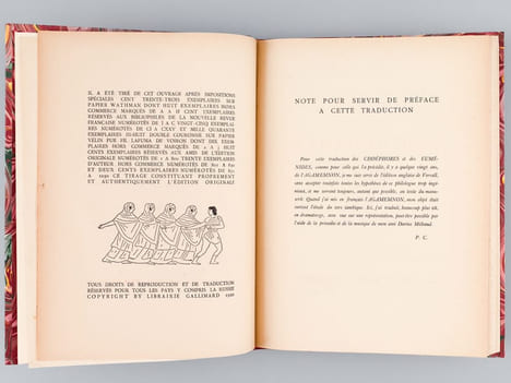Les Choéphores d'Eschyle [ Suivi de : ] Les Euménides d'Eschyle  [ Suivi de : ] L'Ours et la Lune. Farce pour un théâtre de marionettes. ESCHYLE, ; ...