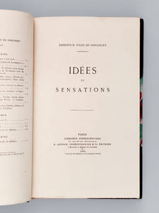 Idées et Sensations [ Edition originale - Livre dédicacé par Edmond de Goncourt à Paul de Saint-Victor ]
