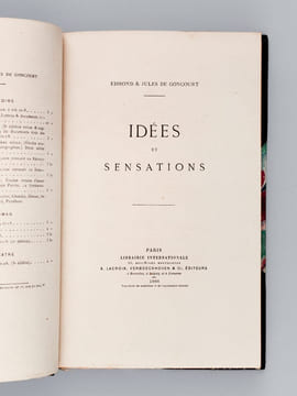 Idées et Sensations [ Edition originale - Livre dédicacé par Edmond de Goncourt à Paul de Saint-Victor ]. GONCOURT, Edmond & Jules de