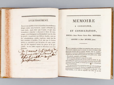[ Recueil de 4 Titres : ] Mémoire à Consulter et Consultation, pour le Sieur Michel Jeune, Plaignant ; Contre les Sieurs Reynier et Boissière ; et ...