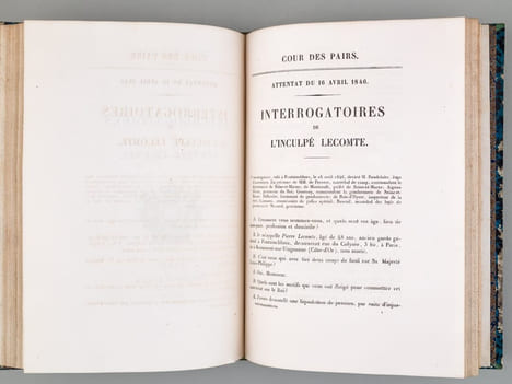 [ Recueil relatif à l'attentat du 16 avril 1846 ] Cour des Pairs. Attentat du 16 avril 1846. Liste des Témoins [Suivi de : ] Cour des Pairs. Attentat ...