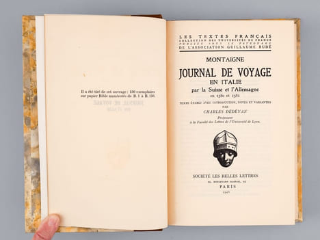Journal de voyage en Italie par la Suisse et l'Allemagne en 1580 et 1581. MONTAIGNE ; DEDEYAN, Charles