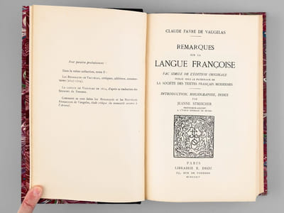 Remarques sur la Langue Françoise. Fac similé de l'édition originale