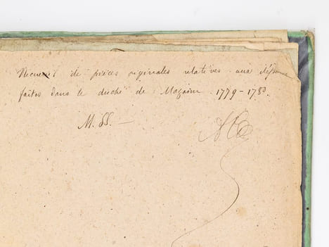 Duché de Mazarin [ Manuscrit ] Recueil de pièces originales relatives aux dépenses faites dans le Duché de Mazarin Année 1779 à 1780. Collectif ; ...