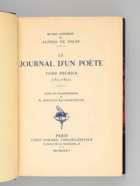 Oeuvres complètes de Alfred de Vigny (8 Tomes - Complet) I : Poëmes. Livre mystique - Livre antique - Livre moderne - Poëmes philosophiques - Suzannne - Héléna - Fragments inédits ; II : Servitude et Grandeur Militaire. Laurette et le cachet rouge. La veillée de Vincennes. La Canne de jonc ; III : Cinq-Mars ou Une conjuration sous Louis XIII ; IV : Stello - La Deuxième Consultation du Docteur Noir - Scènes du Désert ; V : Théâtre I : Pièces en Vers. Othello - Shylock - Fragments de Roméo ; VI : Théâtre II : Pièces en Prose. La Maréchale d'Ancre - Quitte pour la Peur - Chatterton ; VII : Correspondance. Première Série (1816-1835) ; VIII : Le Journal d'un Poète. Tome Premier (1823-1841)