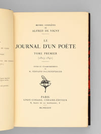 Oeuvres complètes de Alfred de Vigny (8 Tomes - Complet) I : Poëmes. Livre mystique - Livre antique - Livre moderne - Poëmes philosophiques - Suzannne - Héléna - Fragments inédits ; II : Servitude et Grandeur Militaire. Laurette et le cachet rouge. La veillée de Vincennes. La Canne de jonc ; III : Cinq-Mars ou Une conjuration sous Louis XIII ; IV : Stello - La Deuxième Consultation du Docteur Noir - Scènes du Désert ; V : Théâtre I : Pièces en Vers. Othello - Shylock - Fragments de Roméo ; VI : Théâtre II : Pièces en Prose. La Maréchale d'Ancre - Quitte pour la Peur - Chatterton ; VII : Correspondance. Première Série (1816-1835) ; VIII : Le Journal d'un Poète. Tome Premier (1823-1841)