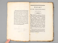 Essai d'une Bibliographie Annuelle, ou Résumé des différens Catalogues de Livres qui ont paru dans le cours de l'an 9 ; avec les prix des Articles. 