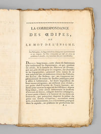 La Correspondance des Oedipes, ou Le Mot de l'Enigme [ Edition originale ]