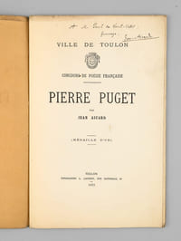 Pierre Puget. Concours de Poésie Française. Ville de Toulon. Médaille d'Or [ Edition originale - Livre dédicacé par l'auteur ]