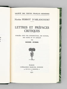 Lettres et préfaces critiques