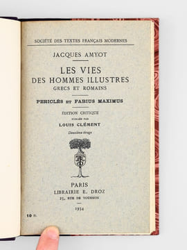 Les vies des hommes illustres grecs et romains - Pericles et Fabius Maximus. AMYOT, Jacques (1513-1593) ; CLEMENT, Louis