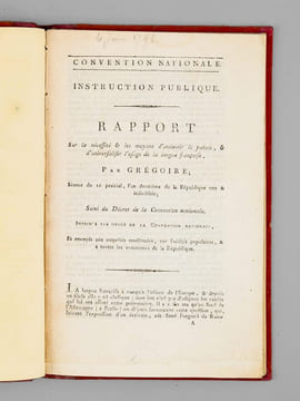 [ 4 brochures en édition originale : ] Convention Nationale. Instruction Publique. Rapport sur la Bibliographie, par Grégoire. Séance du 22 Germinal, ...