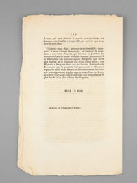 Aux Gardes Nationales de France [ Edition originale ] "C'est surtout vous, brave Garde Nationale de Paris : vous qui occupez, à juste titre, le premier rang parmi toutes celles du royaume ; c'est vous qui devez donner l'exemple [ ... ] Vous voyez construire, sur les hauteurs de Montmartre, une véritable citadelle ; et vous ne pouvez douter qu'elle ne soit élevée pour en former le dernier boulevard de la tyrannie, pour vous contenir et vous contraindre à vous battre malgré vous, et pour ensevelir, avec le grand homme qui veut étonner le monde par sa chute, vos femmes, vos familles, votre ville, et tout ce que vous avez de plus cher [ ... ]".