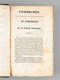 Le Livre noir de messieurs Delavau et Franchet, ou répertoire alphabétique de la police politique sous le ministère déplorable ; ouvrage imprimé d'après les registres de l'administration ; précédé d'une introduction par M. Année. (4 tomes reliés en 2 volumes, complet)
