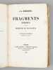 Fragments inédits suivis des Résidences de Jean-Jacques par Alfred de Bougy [ Edition originale ]. ROUSSEAU, Jean-Jacques ; [ BOUGY, Alfred de ] 