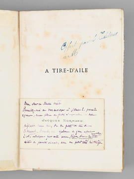 A Tire-d'Aile. Poésies. [ Edition originale - Avec une carte autographe signée de l'auteur ]. NORMAND, Jacques