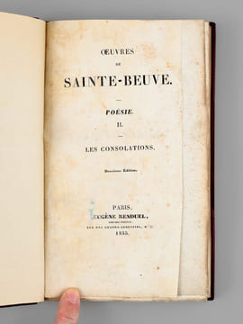 Les Consolations. Poésies. Deuxième édition [ Edition en partie originale ] . SAINTE-BEUVE, Charles-Augustin
