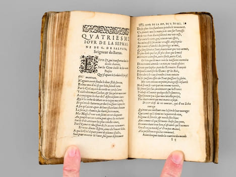 La Sepmaine ou création du Monde, [ Chez Michel Gadoulleau ou Jean Feurier, 1579 ], 108 ff. (mal chiffrés 118) [ Suivi de : ] Les Ouvres de G. de ...