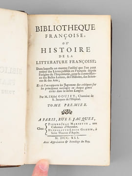 Bibliothèque Françoise, ou Histoire de la Littérature Françoise. (14 Tomes : Tomes I à XIV) Dans laquelle on montre l'utilité que l'on peut retirer ...