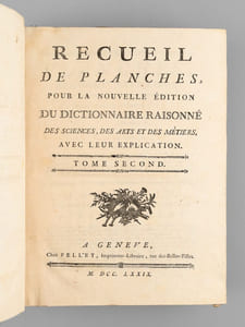 Recueil de Planches, pour la nouvelle édition du Dictionnaire raisonné des Sciences, des Arts et des Métiers. Tome Second [ Encyclopédie, ou Dictionnaire raisonné des Sciences, des Arts et des Métiers ]