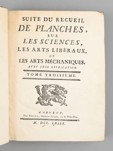 Suite du Recueil de Planches, sur les Sciences, les Arts Libéraux, et les Arts Méchaniques.  Avec leur explication. Tome Troisième [ Encyclopédie, ou Dictionnaire raisonné des Sciences, des Arts et des Métiers ]