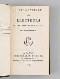Liste Générale des Electeurs du Département de la Seine, avec leurs adresses