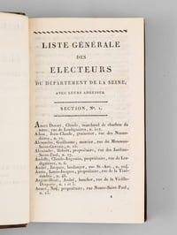 Liste Générale des Electeurs du Département de la Seine, avec leurs adresses