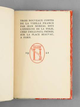 Trois nouveaux contes de la Vieille France. MOREAS, Jean