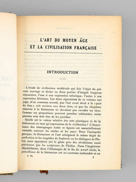 L'Art du Moyen-Age et la Civilisation Française. Arts plastiques - Arts littéraires. REAU, Louis ; COHEN, Gustave