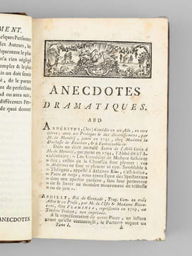 Anecdotes dramatiques (3 Tomes - Complet) [ Edition originale ] Contenant, 1° Toutes les pièces de Théatre, Tragédies, Comédies, Pastorales, Drames, ...