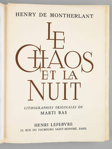 Le Chaos de la Nuit. Lithographies originales de Marti Bas [ Edition originale ]
