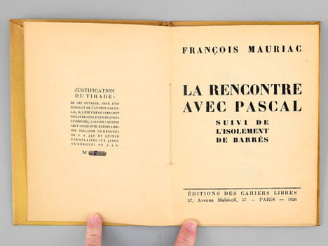 La Rencontre avec Pascal suivi de L'isolement de Barrès [ Edition originale - Exemplaire sur Japon ] . MAURIAC, François