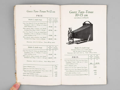 Goerz Tenax [ Catalogue France, vers 1914 ]