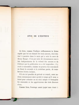 Histoire de Mürger pour servir à l'Histoire de la vraie Bohême par trois buveurs d'eau, contenant des Correspondances privées de Mürger. TROIS BUVEURS ...
