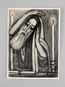 9 photographies par Marc Vaux des oeuvres et de l'artiste J. D. Kirzsenbaum [ Avec 8 photographies annotées et signées par le peintre ] - 9 photographs by Marc Vaux of the works and the artist J. D. Kirzsenbaum [With 8 photographs annotated and signed by the painter ]