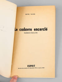 Le cadavre encerclé. Tragédie en trois actes [ Edition originale ]