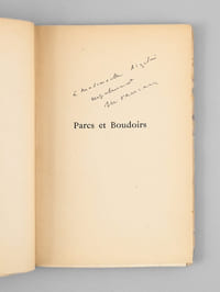 Parcs et Boudoirs [ Edition originale - Livre dédicacé par l'auteur ]