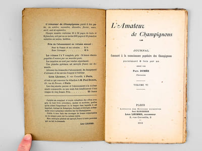 L'Amateur de Champignons ( Vol. VI Octobre 1912 - Septembre 1913, 8 volumes, complet ). Journal consacré à la connaissance populaire des Champignons, paraissant 8 fois par an.