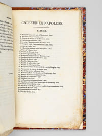 Calendrier Napoléon, présentant pour chaque jour de l'année une époque mémorable de la Vie de Napoléon Bonaparte, depuis sa vie jusqu'à sa mort. [ Edition originale ]