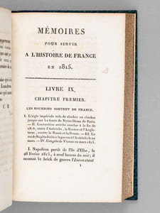 Mémoires pour servir à l'Histoire de France en 1815, avec le plan de la Bataille de Mont-Saint-Jean [ Edition originale ]