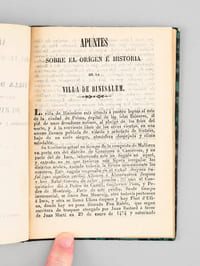 Apuntes sobre el Origen & Historia de la Villa de Binisalem [ Edition originale - Binissalem ]