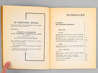 Le discours social ( 2 tomes : Tome 1, août-septembre 1970 et Tome 2) - Cahiers de l'Institut de littérature et de technique artistiques de masse
