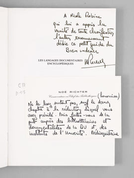 [ Lot de deux livres dédicacés par l'auteur ] La Conversion du Mauvais lecteur  la naissance de la lecture publique ; Les langages documentaires ...
