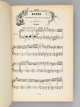 Manon. Opéra Comique en 5 Actes et 6 Tableaux de MM. Henri Meilhac & Philippe Gille. Musique de J. Massenet [ Exemplaire truffé avec une L.A.S. de ...