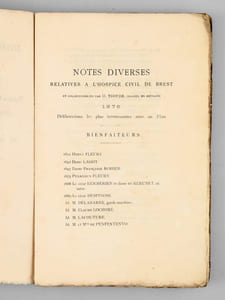 Hospice civil de Brest. Historique depuis l'an 1506, date de sa fondation jusqu'en 1859 inclusivement [ Edition originale ] 
