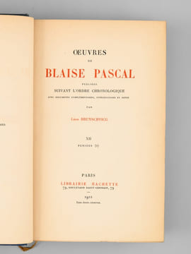 Oeuvres de Blaise Pascal. Pensées (3 Tomes - Complet) (Tomes XII, XIII, XIV des Oeuvres). PASCAL, Blaise ; (BRUNSCHVICG, Léon)