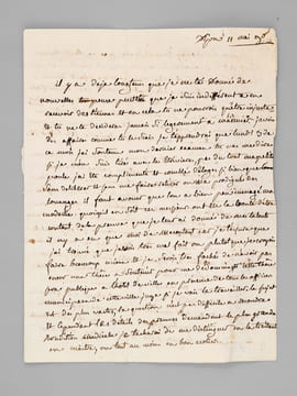 [ Belle L.AS. datée du 11 mai 1790, adressée à Madame Brenet Religieuse Bernardine a l'Abbaye du Lieu-Dieu à Beaune ] "Dijon, 11 mai 90. Il ya déjà ...